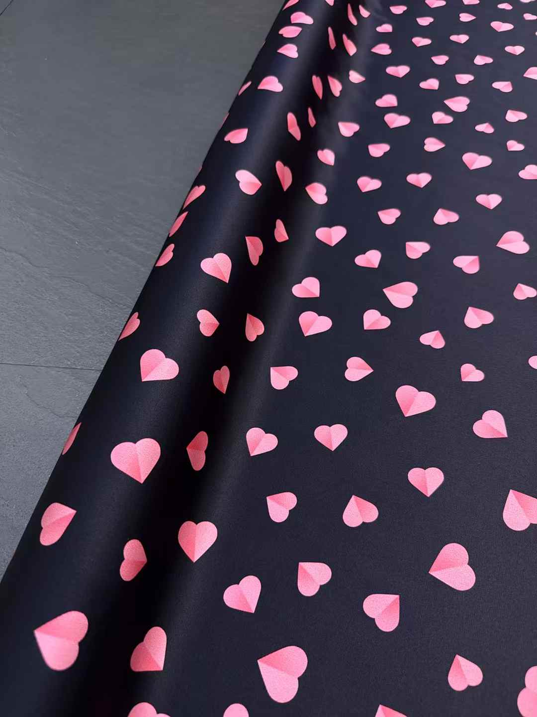 Crystal Mesh Fabric - Roze harten echte zijden stof elastische