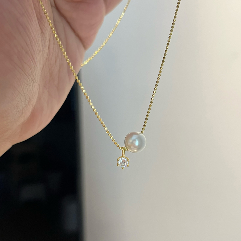 Pearl Trim Chain - Nieuwe 925 Sterling Zilveren Parelketting Geometrische