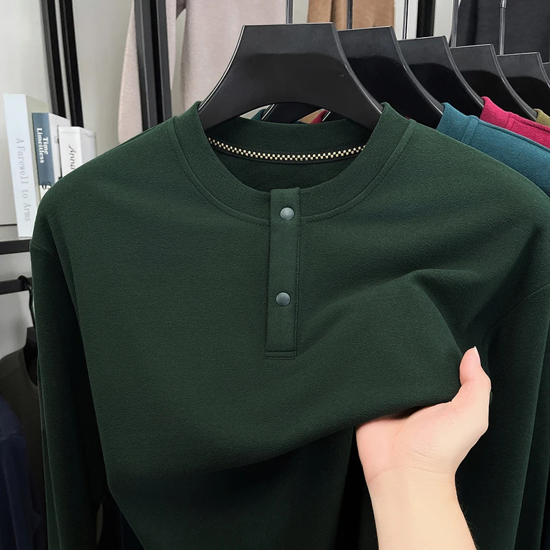Embellish Knit - Herensweater met losse pasvorm, Henley-model, ronde