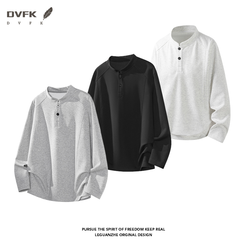 Embellish Knit - Heren Henley-shirt met raglanmouwen, lange mouwen,