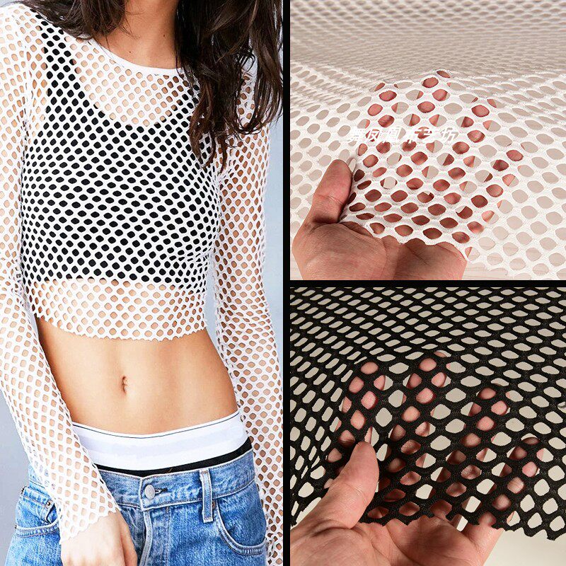 Crystal Mesh Fabric - 4-weg stretch zachte diamant grote mesh