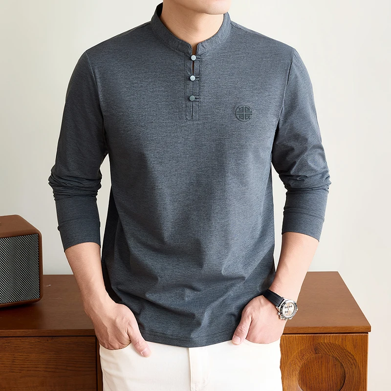Heren T-shirt met mandarijn kr - Embellish Knit recensie en prijs