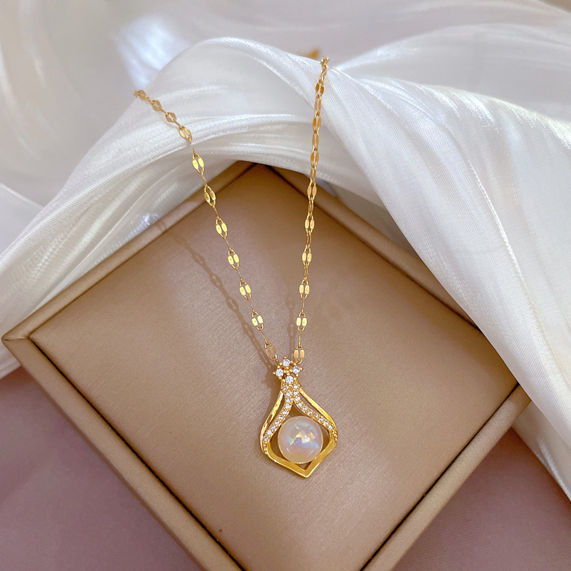 Elegante dames K14 goudkleurig - Pearl Trim Chain recensie en prijs